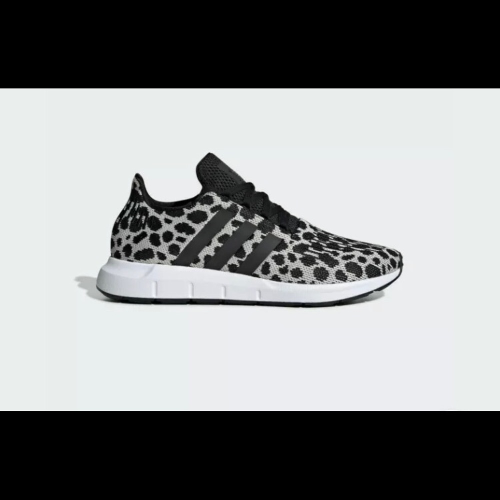 Adidas Swif Run Black White Leopard Size 7 1/2
